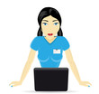 woman consultant with a laptop, vector