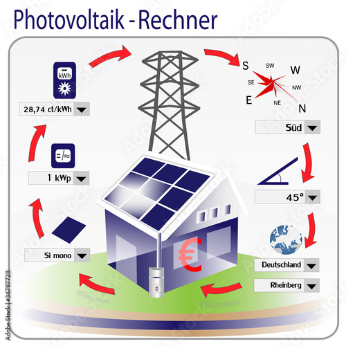 Vektor: Photovoltaik - Rechner Photovoltaik - Rechner