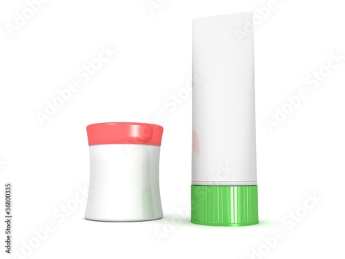 Illustration: Cosmetics packs and containers: tube and box Cosmetics packs and containers: tube and box