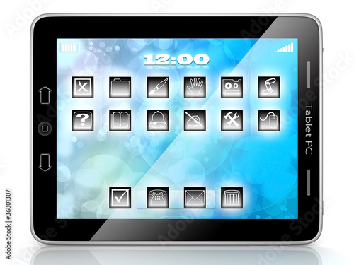 Illustration: Image of computer technology on a white background isolated Image of computer technology on a white background isolated
