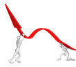 3d persons turning the arrow on the upside