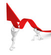 3d persons turning the arrow on the upside