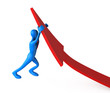 3d man turning the arrow on the upside