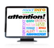 Attention Alert Announcement Words on HDTV Television