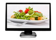 Flat screen TV with Healthy Salad Flat screen TV with Healthy Salad