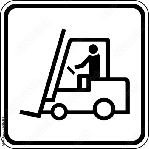 Vektor: Gabelstapler Flurförderzeug Schild Zeichen Symbol Gabelstapler Flurförderzeug Schild Zeichen Symbol