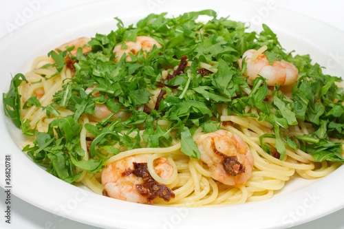 Foto: Spaghetti mit Schrimps und Rucola Spaghetti mit Schrimps und Rucola