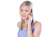 Pretty young woman talking by mobile