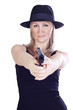 Young pretty woman with a gun