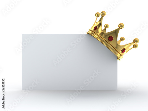 Illustration: Golden crown on blank card Golden crown on blank card