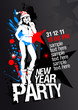 New Year Party design template with fashion girl