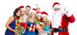 Santa and group of people. Christmas party.