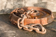 Old rusty track wheel.