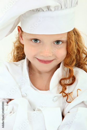 Photo: Beautiful Young Girl Child in Chef Uniform and Hat Beautiful Young Girl Child in Chef Uniform and Hat