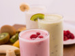 chocolate, kiwi and raspberry milkshakes