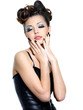 Fashion model with black nails