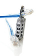 Photo: data combination lock and network cables data combination lock and network cables