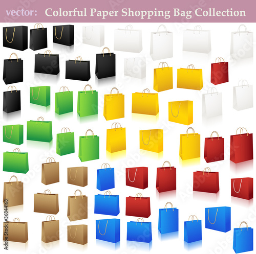 Vektor: Colorful paperbag set. Perfect for you holiday design Colorful paperbag set. Perfect for you holiday design