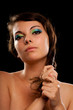 Beautiful young lady on black