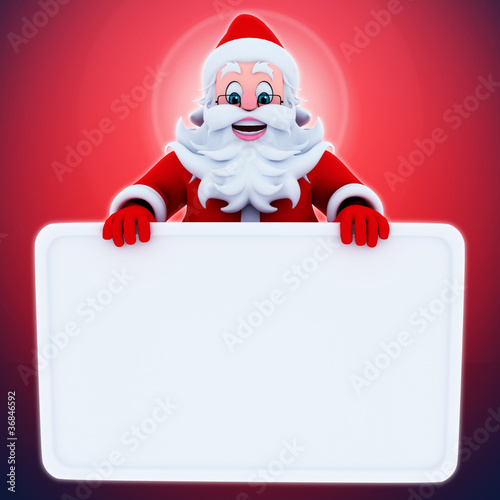 Illustration: Santa Claus with white sign board Santa Claus with white sign board