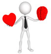 Difficult choice. Businessman balance Heart And Mind