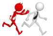 Businessman running away from Businessdevil