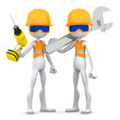 Group of construction worker with equipment. Isolated