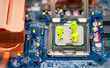 Group of technicians repair computer Group of technicians repair computer