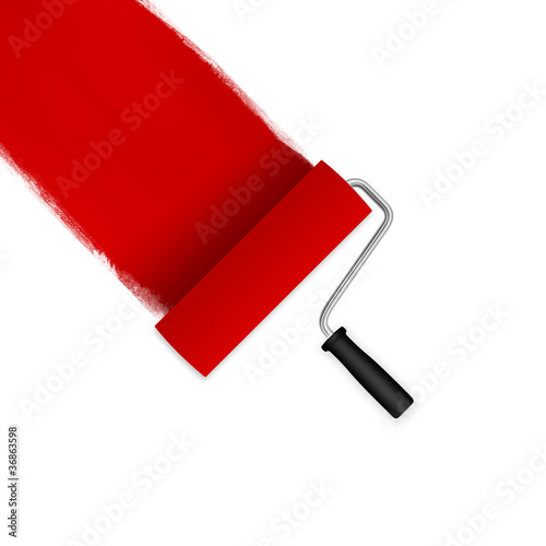 Foto: Farbrolle rot 45° Winkel Farbrolle rot 45° Winkel