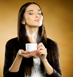 Woman with coffee cup