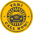 Stamp with the taxi cab and the words Call Now