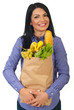 Extremely happy woman with food