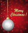 Merry christmas ! Red and golden greeting card.