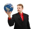 Man holding Earth globe in his hand