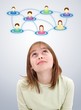Teen girl looking up to social network