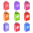 shopping bags with snowflake symbols