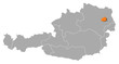 Map of Austria, Vienna highlighted