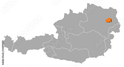 Vector: Map of Austria, Vienna highlighted Map of Austria, Vienna highlighted