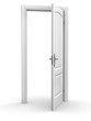open door over white background