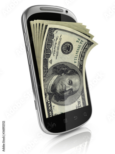 Illustration: smart phone money earning 3d concept smart phone money earning 3d concept