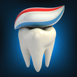 Illustration: dental care - toothpaste on tooth dental care - toothpaste on tooth