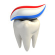 Illustration: dental care - toothpaste on tooth dental care - toothpaste on tooth