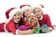 christmas girls with present boxs on white christmas girls with present boxs on white