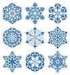Blue snowflakes isolated on white