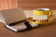 Breakfast on wooden table