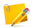 fat yellow pencil with postit pad