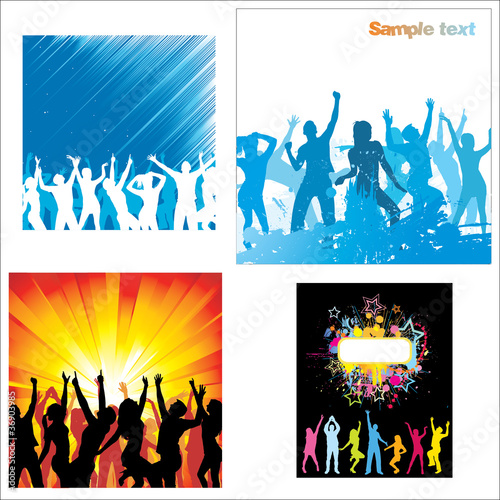Vector: Set Posters of dancing girls and boys Set Posters of dancing girls and boys