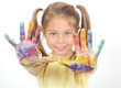 Little girl with her hands painted