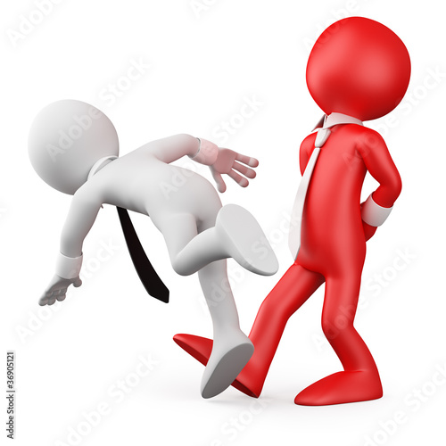 Illustration: Boss making the trip up to a employee Boss making the trip up to a employee
