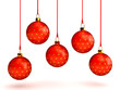 Christmas balls over white